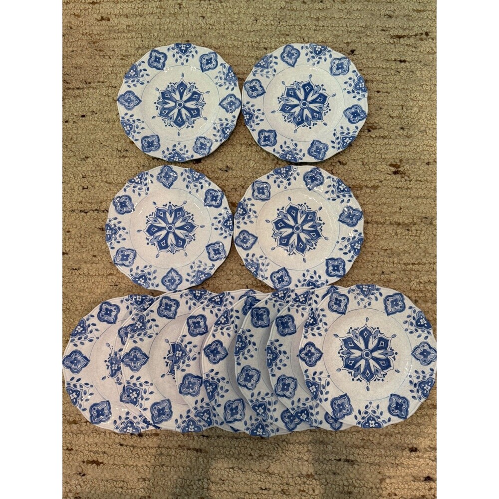 Le Cadeaux Moroccan Blue 24 Pc Set 12 Dinner Plates 12 Salad Plates